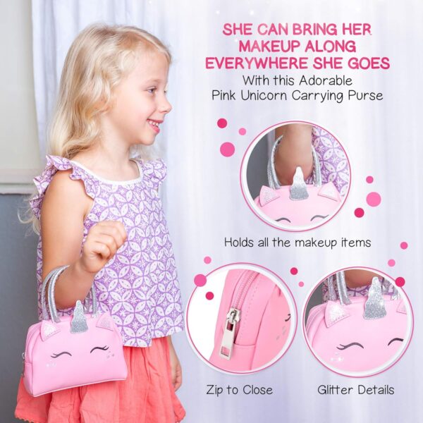 Kids Real Makeup Kit for Little Girls: with Pink Unicorn Purse - Real, Non Toxic, Washable Make Up Toy - Gift for Toddler Young Children Pretend Play Set Vanity for Ages 3 4 5 6 7 8 9 10 Years Old - Image 4