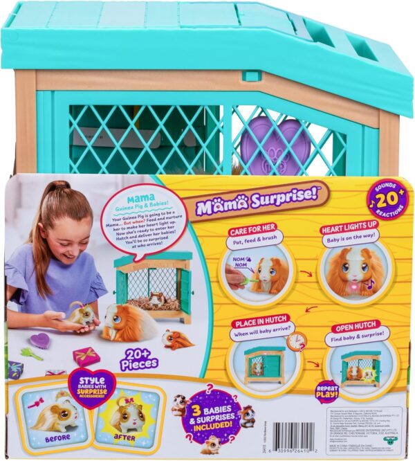 Little Live Pets - Mama Surprise | Soft, Interactive Guinea Pig and her Hutch, and her 3 Babies. 20+ Sounds & Reactions. for Kids Ages 4+, Multicolor, 7.8 x 11.93 x 11.38 inches - Image 7
