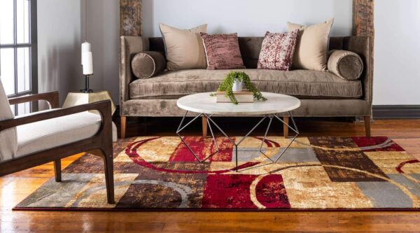 Unique Loom Barista Collection Area Rug - Kouillou (6' 1" x 9' Rectangle, Multi/ Brown) - Image 3