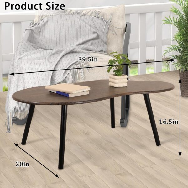 Modern Coffee Tables for Living Room Cloud Shape Center Table Industrial Irregular Wood Grain Table Top Coffee Table, Rustic Brown Unique Furniture for Living Room Home - Image 3