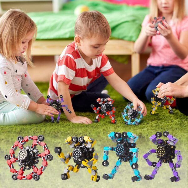 Transformable Fidget Spinners 4 Pcs for Kids and Adults Stress Relief Sensory Toys for Boys and Girls Fingertip Gyros for ADHD Autism for Kids Gifts (Fidget Toy 4pc) - Image 3