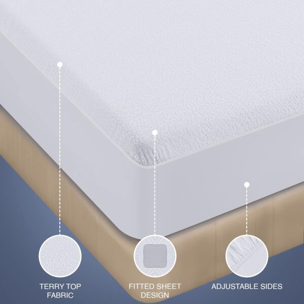 Utopia Bedding Waterproof Mattress Protector Twin Size, Premium Terry Mattress Cover 200 GSM, Breathable, Fitted Style with Stretchable Pockets (White) - Image 7