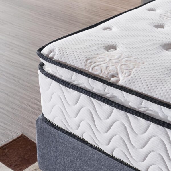 King Mattress 11.4 Inches Pillow Top Pocket Spring Hybrid Mattress, Memory Foam Innerspring Firm Mattress -Bed in a Bag King Mattress - Image 3
