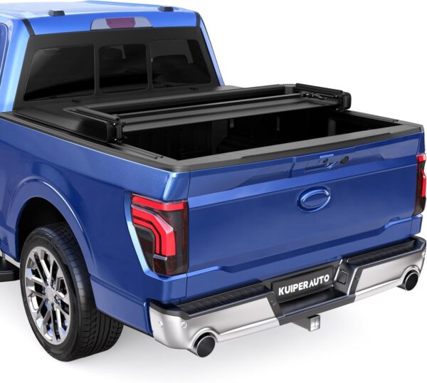 Tri 3-Fold 5.5 FT Soft Folding Truck Bed Tonneau Cover On Top Compatible with 2015-2024 Ford F150 F-150 Bed 3 Fold Styleside