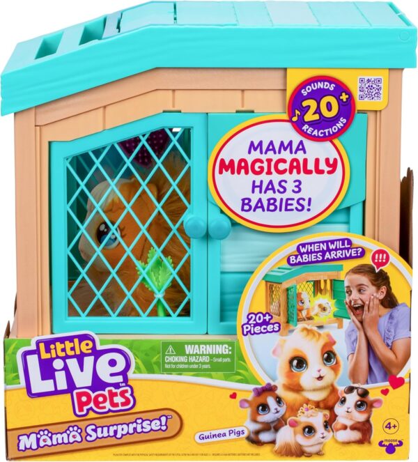 Little Live Pets - Mama Surprise | Soft, Interactive Guinea Pig and her Hutch, and her 3 Babies. 20+ Sounds & Reactions. for Kids Ages 4+, Multicolor, 7.8 x 11.93 x 11.38 inches - Image 2