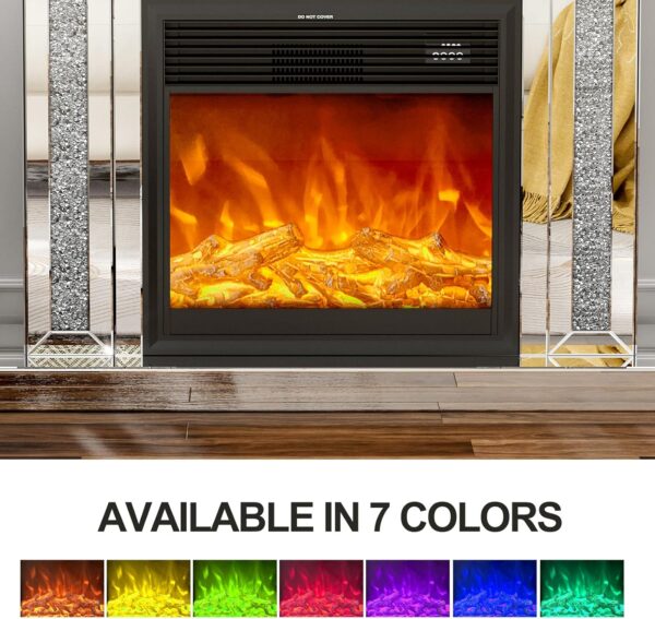 IKIFLY Mirrored Electric Fireplace TV Stand, 7 Colors Changing Mantel Freestanding Heater Corner Firebox w/3D Realistic Flame Effect, Remote Control (47.24" L x 12.59" W x 41.33" H) - Image 5