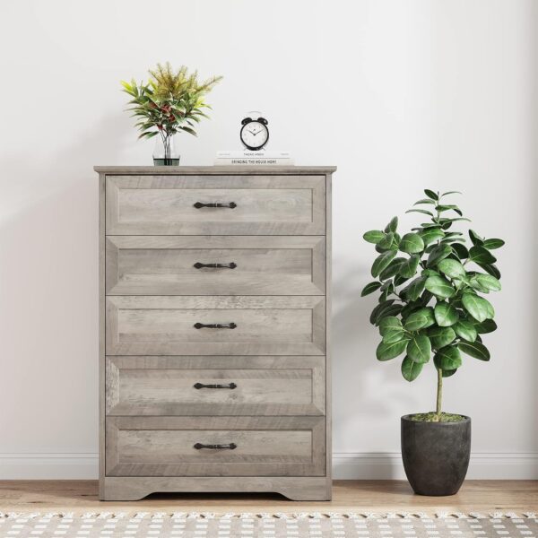 IDEALHOUSE Modern 5 Drawers Dresser, Chest of Drawers Closet Organizers and Storage Clothes, Modern Dressers for Closet Living Room, Kids Bedroom (5 Drawers Dresser, Grey) - Image 3