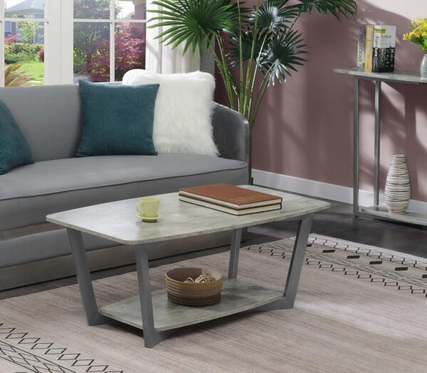 Convenience Concepts Graystone Coffee Table, Faux Birch / Slate Gray Frame - Image 2