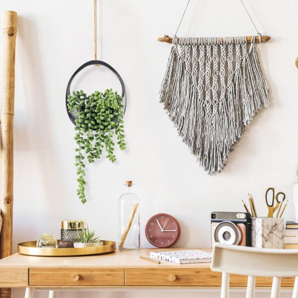 Der Rose 2 Pack Fake Hanging Plants Artificial Succulents Plants Indoor for Boho Wall Decor - Image 2