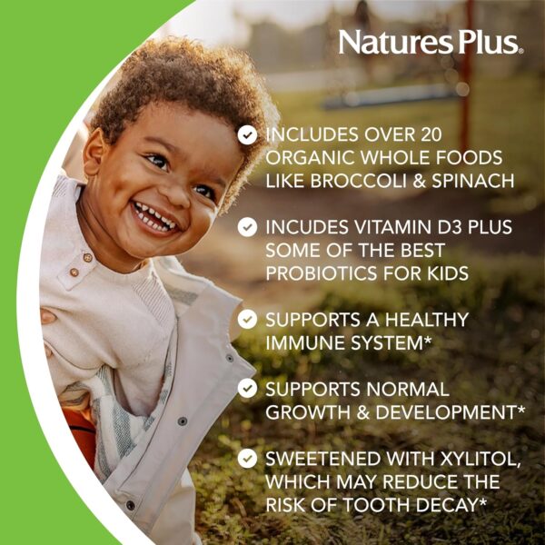 Natures Plus Animal Parade Gold Children's Multivitamin - 120 Animal-Shaped Chewable Tablets - Assorted Cherry, Orange & Grape Flavors - Vegan, Gluten Free - 60 Total Servings - Image 4