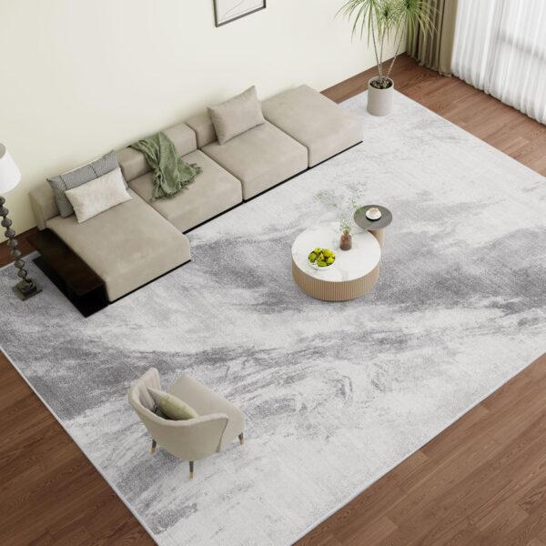 Vamcheer Washable Abstract Area Rug - Contemporary Style for Living Room, Bedroom, Kitchen - Machine Washable Rug for Living Room - Non-Shedding and Easy-Cleaning - Grey-White 5x7 ft