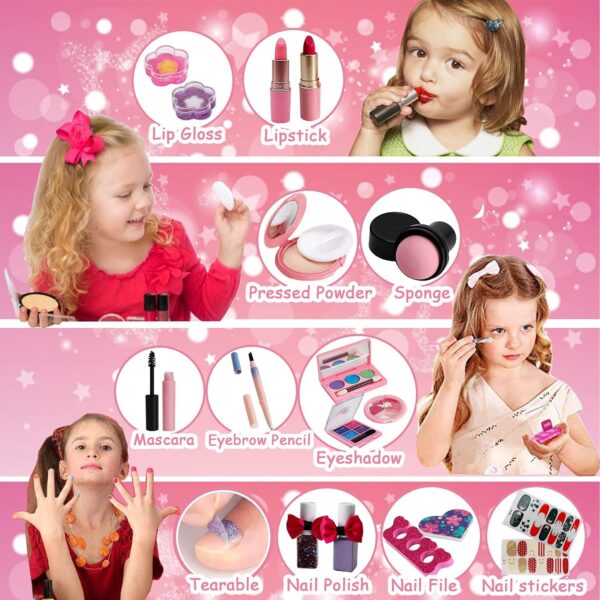 Kids Washable Makeup Girl Toys - Kids Makeup Kit for Girl, Real Make Up Set, Little Girls Makeup Kit for Toddler Kid Children Princess, Christmas Birthday Gift Toys for Girl 4 5 6 7 8 9 10 Year Old - Image 5