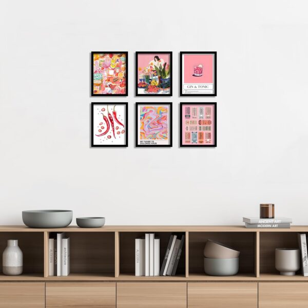 Luodroduo Retro Wall Art Prints Set of 6 Aesthetic Gallery Pink Preppy Posters Trendy Maximalist Eclectic Canvas Funky Retro Coquette Wall Decor for Living Room Bedroom Corridor (D, 8"x10" UNFRAMED) - Image 7