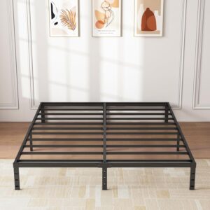 ALDRICH 12 Inch Metal Full Size Bed Frame - Double Black Basic Steel Slats Platform, Easy Assembly Heavy Duty Noise Free Bedframes, No Box Spring Needed