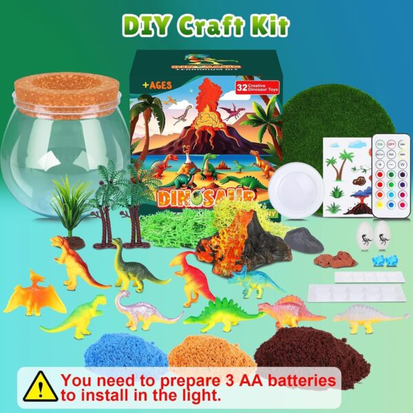 RONSTONE Dinosaur Toys for Boys - Dinosaur Terrarium Kit for Kids - Christmas Birthday Gifts for Boys Ages 4 5 6 7 8 Year Old - Light Up DIY Dinosaur Arts and Crafts for Boys and Kids - Image 4