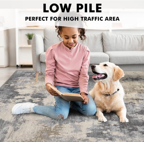 Area Rugs for Living Room Rug 5x7 Carpet-Rugs for Bedroom Abstract Modern Dining Room Rug Office Rug Low Pile Machine Washable Rug Non Slip Durable Grey Rug - Image 6