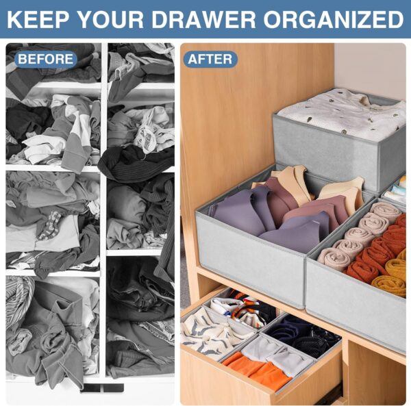 Criusia Drawer Organizer for Clothing, 12 Pack Sock Underwear Drawer Organizer Bins, Foldable Fabric Closet Organizers and Storage, Dresser Drawer Dividers for Baby Clothes, Bra, Scarves, Belt, Tie - Image 2