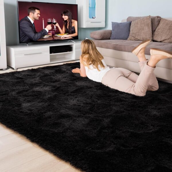 Beglad Fluffy Black Rugs for Living Room, 6x9 Feet Large Area Rugs Upgrade Anti-Skid Modern Minimalist Style Memory Foam Rugs for Bedroom, Indoor Carpet Suitable for Boys Teens Room Decor - Image 7