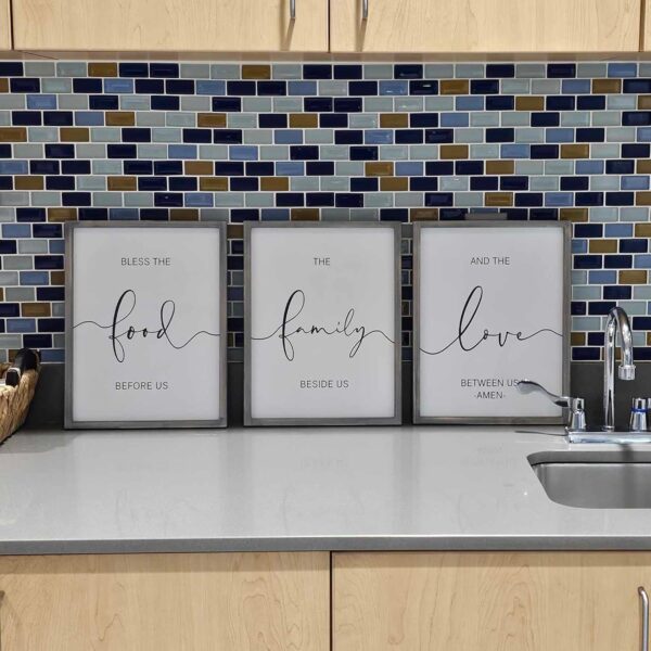 Heiple Set of 3 Framed Farmhouse Bless The Food Before Us Sign Kitchen Wall Decor for Dining Room Decor Wall Art Wood Signs (Gray,11"x14") - Image 2