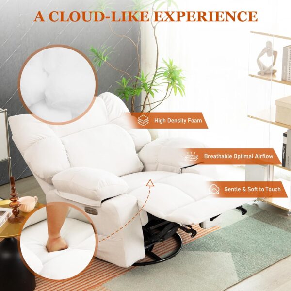 DYHOME 2024 New White Power Recliner Chair, Swivel Massage Rocking Recliner Chairs for Adults with Heated, USB & USB-C Ports, Modern Single Lounge Sofa for Living Room, Bedroom - Image 7
