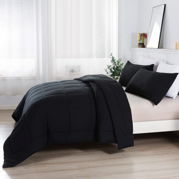 DOWNCOOL Queen Comforter Set -All Season Queen Bed Set with 2 Pillow Cases-3 Pieces Bedding Sets Queen -Down Alternative Black Comforters Queen Size(88"x90") - Image 7