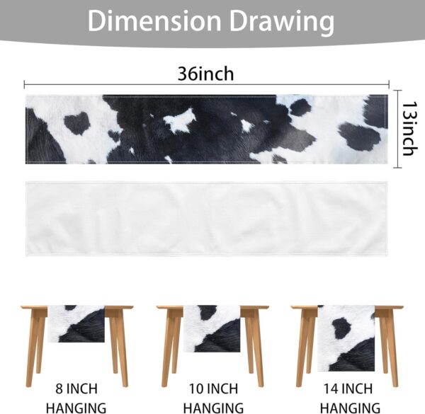 Linen Cow Print Table Runner 13x71 Inch Farmhouse Western White Black Cowhide Runners Table Decorations Rustic Coffee Table Runner for Home Kitchen Dining Room - Image 7