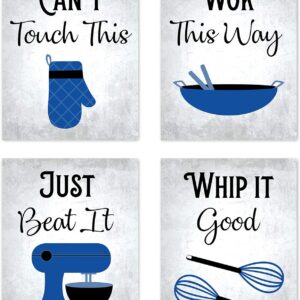 80s Music Songs Retro Vintage Inspirational Kitchen Wall Art Dining Room Cafe and Restaurant Decor Royal Blue Black Gray Grey White Oven Baking Prints Posters Signs Sets Retro Home Decorations Funny