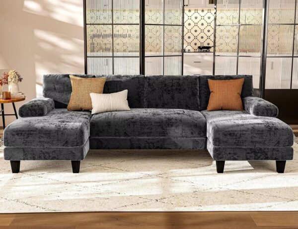 U Shaped Sectional Couches for Living Room, 111 Inch Modular Sofa with Double Chaise, Large Lounge Couch for Apartment,Grey - Image 3