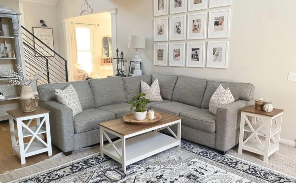 PHI VILLA Coffee Table - Modern Coffee Tables with Storage for Living Room Shelf 2 Tiers, Farmhouse Coffee Table Set - Image 3