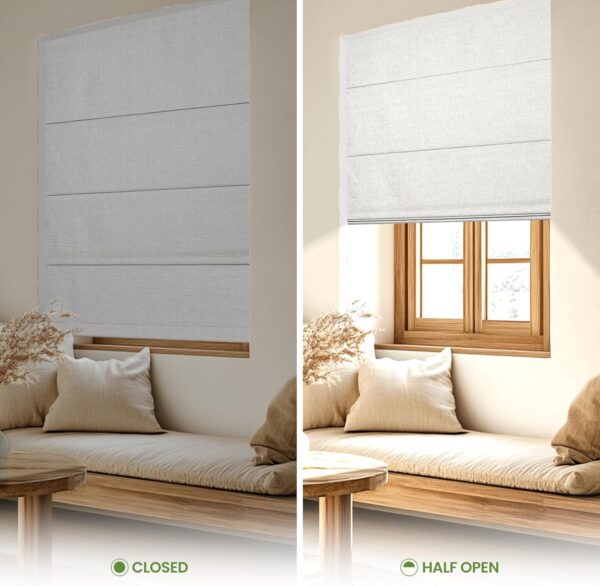 Roman Shades for Windows, Blackout Light Filtering Cordless Roman Blinds, Window Shades, UV Protection, Privacy, Window Blinds, Easy to Install, My-Blackout-White, Custom Size - Image 5