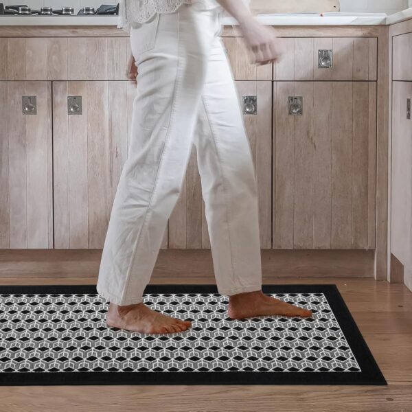 KIMODE Farmhouse Kitchen Rugs 20"x47",Non-Slip Washable Kitchen Mat,Absorbent Black Kitchen Mats for Floor Front of Sink, Kitchen Carpet for Hallway/Laundry Room - Image 7