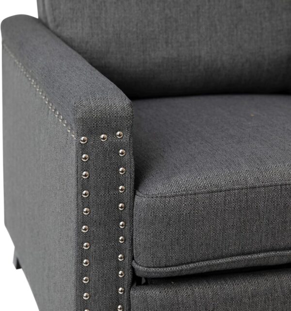 Flash Furniture Carson Transitional Style Push Back Recliner Chair - Gray Fabric Upholstery - Accent Nail Trim - Pillow Back Recliner - Image 7