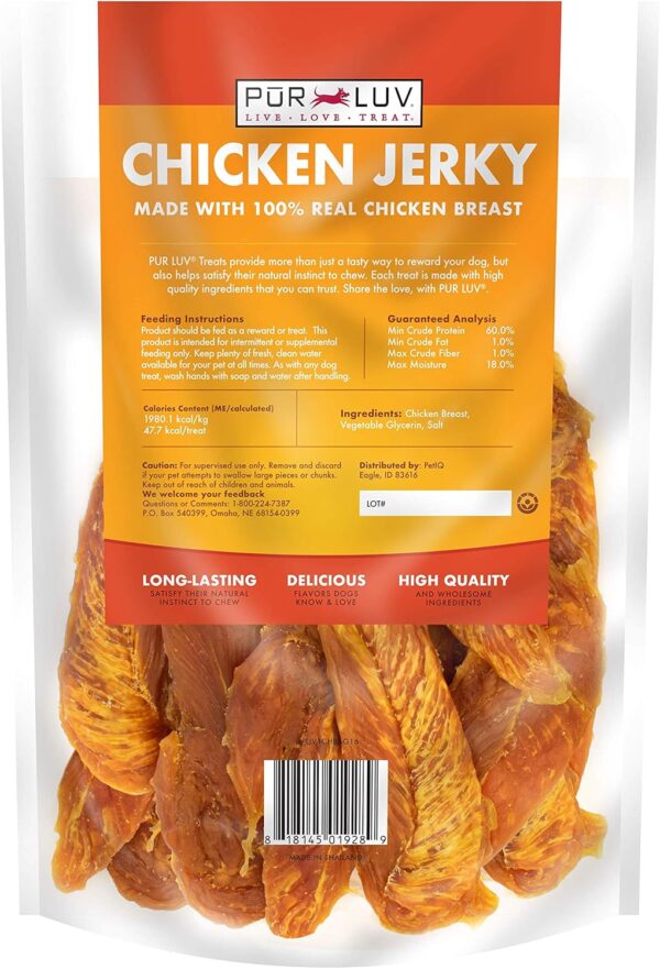 Dog Treats, Chicken Jerky for Dogs, Made with 100% Real Chicken Breast, 16 Ounces, Healthy, Easily Digestible, Long-Lasting, High Protein Dog Treat, Satisfies Dog's Urge to Chew - Image 2