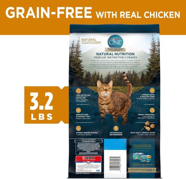 Purina ONE Natural, High Protein, Grain Free Dry Cat Food, True Instinct With Real Chicken - 3.2 lb. Bag - Image 6
