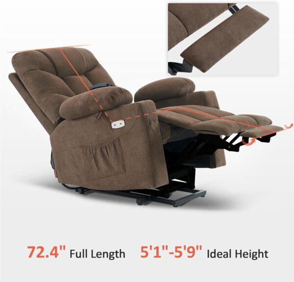 MCombo Power Lift Recliner Chair with Extended Footrest for Elderly People, Fabric 7287 (Brown, Medium-Regular) - Image 6