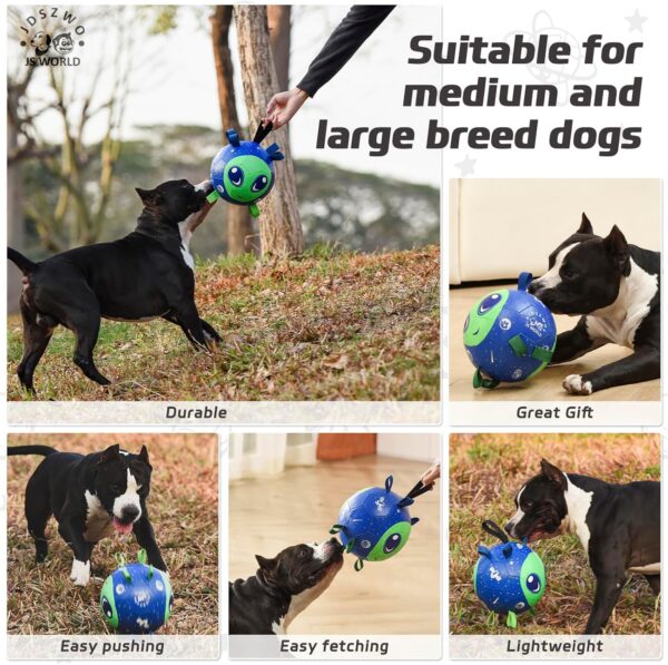 JS World Large Soccer Ball for Dogs with Tabs (8.6 Inch) Herding Ball for Dogs - Big Ball for Dogs - Alien Gift - Durable Dog Soccer Ball - Dog Tug Toy - Dog Water Toy - Outdoor Dog Toys - Image 7