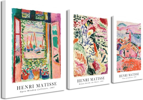 Wieco Art Canvas Wall Art 3 Piece Henri Mattise Art Abstract Colorful Matisse Posters Canvas Prints for Wall and Home Office Decorations