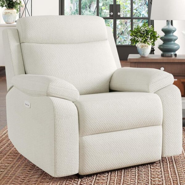 Belffin Fabric Power Recliner Chairs for Adults, Oversized Electric Reclining Sofa Chairs for Living Room. Metal Frame Home Theater Seating. Beige. - Image 3
