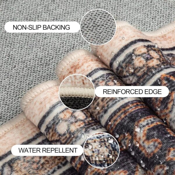 Machine Washable 5x7 Area Rugs for Living Room Vintage Rugs Carpet Rugs Non Slip Low Pile Water Repellent Soft Distressed for Bedroom Indoor Decor Polyester Rug Coffeebeige - Image 5