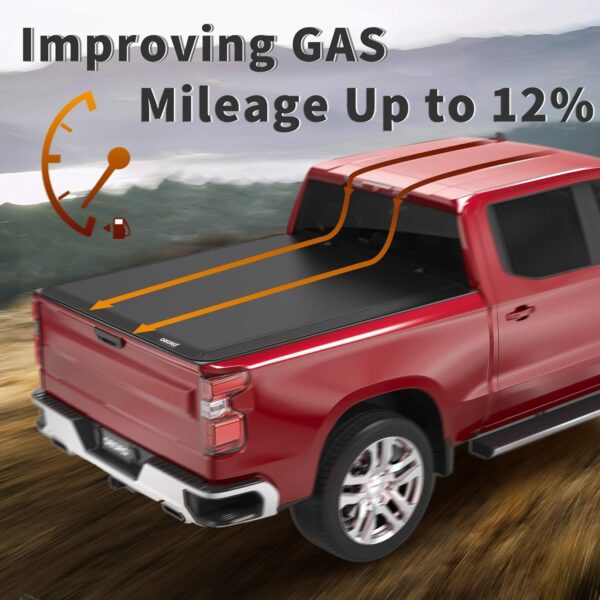 OEDRO Soft Tri-fold Truck Bed Tonneau Cover Compatible with 2015-2022 Chevy Colorado/GMC Canyon with 6.2ft Bed - Image 7