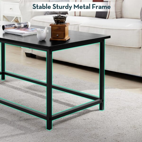 SAYGOER Black Coffee Table Simple Modern Rectangular Center Table Open Space Minimalist for Living Room Home Office Industrial Cocktail Tables, Easy Assembly, 39.37 x 19.69 x 17.72 - Image 3