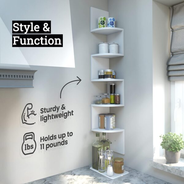 Corner Shelf, Greenco 5 Tier Shelves for Wall Storage, Easy-to-Assemble Floating Wall Mount Shelves for Offices, Bedrooms, Bathrooms, Kitchens, Living Rooms and Dorm Rooms, Espresso Finish - Image 5