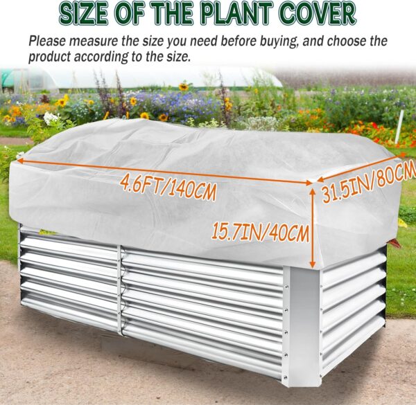 Rectangular Plant Cover Frost Heavy Duty Non Woven Fabric 55IN Garden Bed Cover for Raised Beds Temperature Protection Against Frost Snow Wind Dust Sunlight Insect Bird Guard Plant Growth - Image 2
