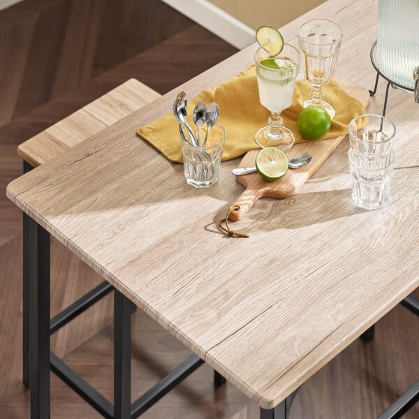 Haotian 5 Pieces Dining Set for 4, Dining Table with 4 Stools, Home Kitchen Breakfast Table, Bar Table Set, Bar Table with 4 Bar Stools, Kitchen Counter with Bar Chairs, Gray OGT11-HG - Image 6