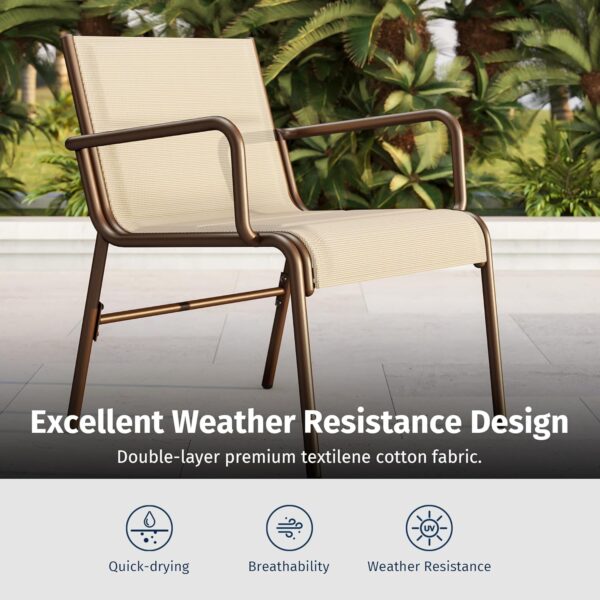 EAST OAK 4-Piece Patio Furniture Set, Waterproof Outdoor Furniture Set, Patio Sofa with Coffee Table for Balcony or Porch, 4 Seats Patio Conversation Sets for Backyard in Beige - Image 4