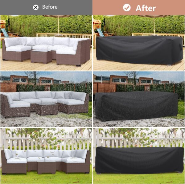 Patio Furniture Set Cover Waterproof, Mrrihand Outdoor Sectional Sofa Set Cover Heavy Duty 600D Table and Chair Set Cover 107" L×81" W×27.9" H - Image 7