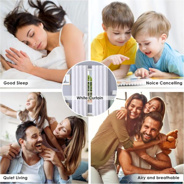 HOMIDATE White Curtain,84 inch Long White Curtains,Cotton Curtains Set of 2 Size 50x84 inch,White Cotton Drapes,Curtains for Window,Textured White Curtains Set of 2,84 inch Curtains,Bathroom Curtains - Image 4