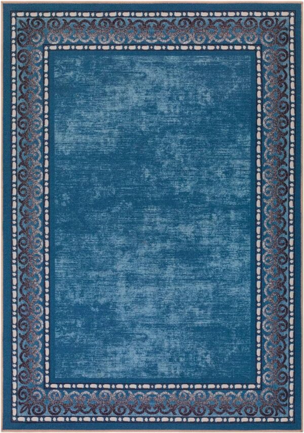 Antep Rugs Alfombras Bordered Modern 5x7 Non-Slip (Non-Skid) Low Pile Rubber Backing Indoor Area Rug (Turquoise Blue, 5' x 7') - Image 4