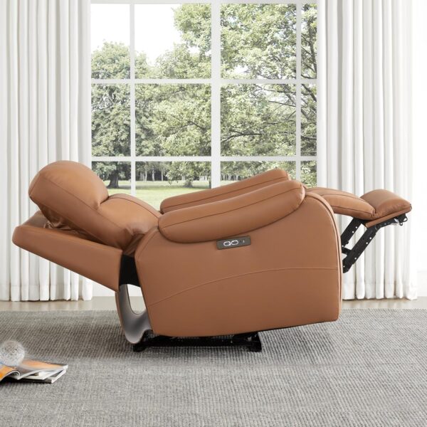 CHITA Power Zero Gravity Recliner Chair, Genuine Leather Recliner Chair for Adults, Adjustable Reclining Sofa Lounge with Hidden Slide-Out Cupholders, USB and Type-C Ports, Saddle - Image 2