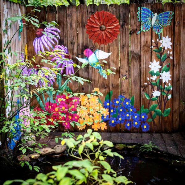 EASICUTI Red Metal Flowers Wall Decor Metal Wall Art Decorations Hanging For Indoor Outdoor Home Bathroom Kitchen Room Bedroom Living Room Garden Patio Porch 12 Inch - Image 7